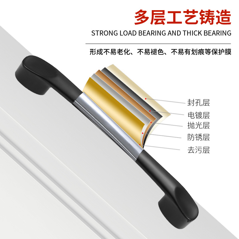 家用黑色簡約鋁合金櫥櫃拉手 家具抽屜美式復古衣櫃門實心把手