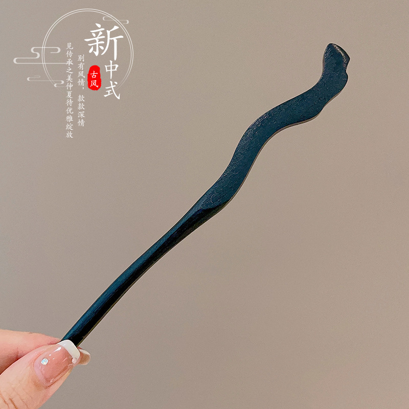 天然黑檀木发簪女清冷感发饰玉兰花步摇簪子古风旗袍头饰日常盘发|undefined