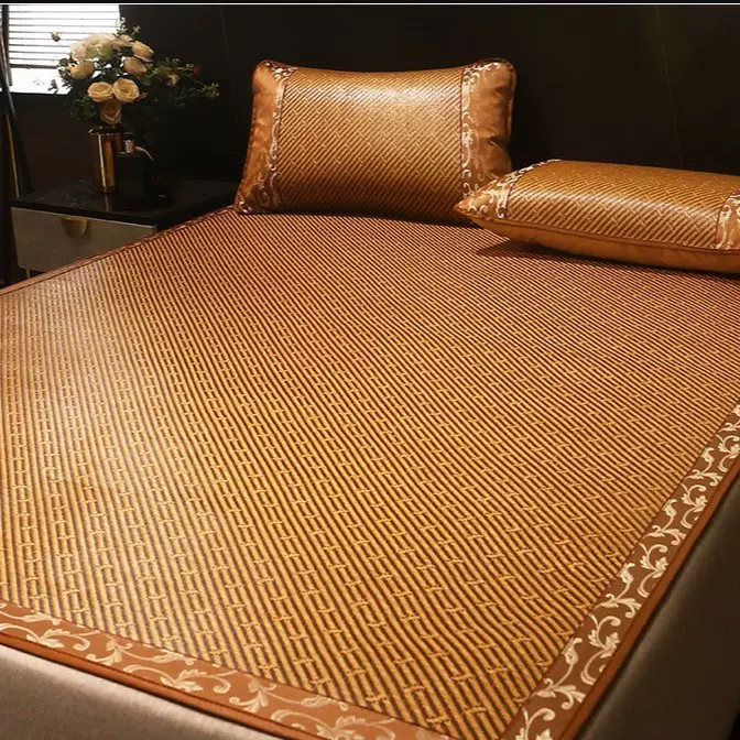 2024夏季藤席冰丝席凉席夏天三件套可折叠席子双人空调席草席批发