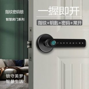 Interior Wooden Door Fingerprint Password Lock Bedroom Room Smart Electronic Graffiti Lock APP Home Office Spherical Lock