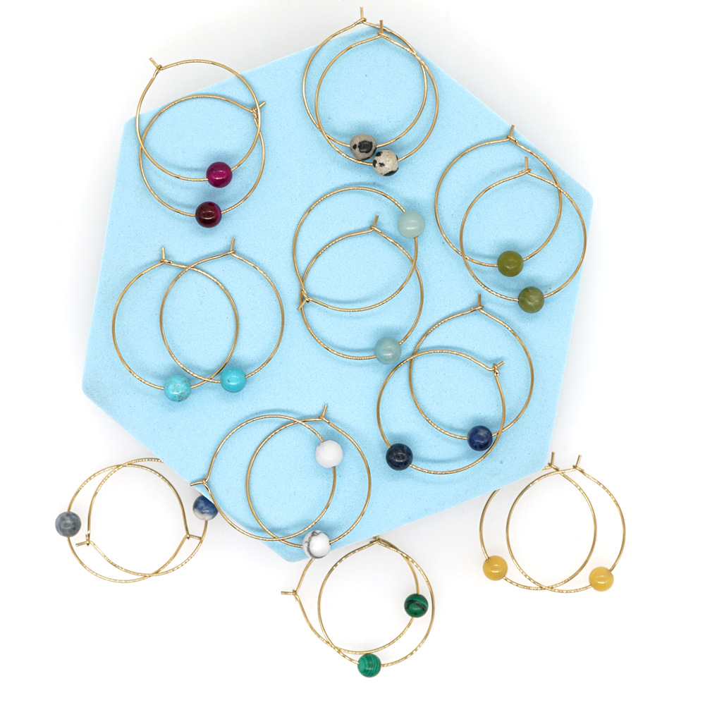 1 Pair Sweet Geometric Alloy Inlay Gem Womenu0027S Hoop Earrings