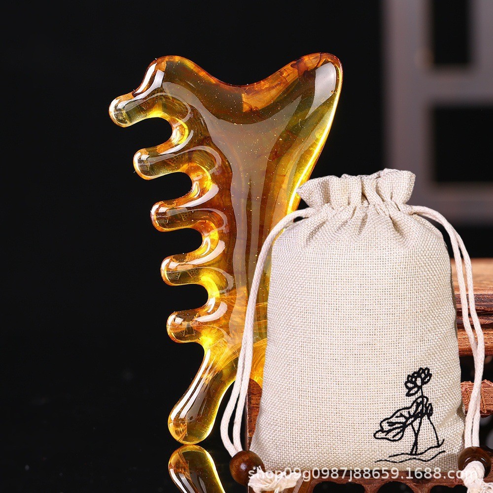 高級樹脂製刮痧美容板 多機能頭皮ケア フェイシャルツボ押し 筋絡頭部経絡 四合一マッサージコーム