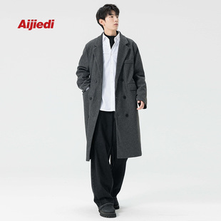2025 Spring Casual Loose Mid-length Woolen Coat Men's Korean-style Coat for Youth