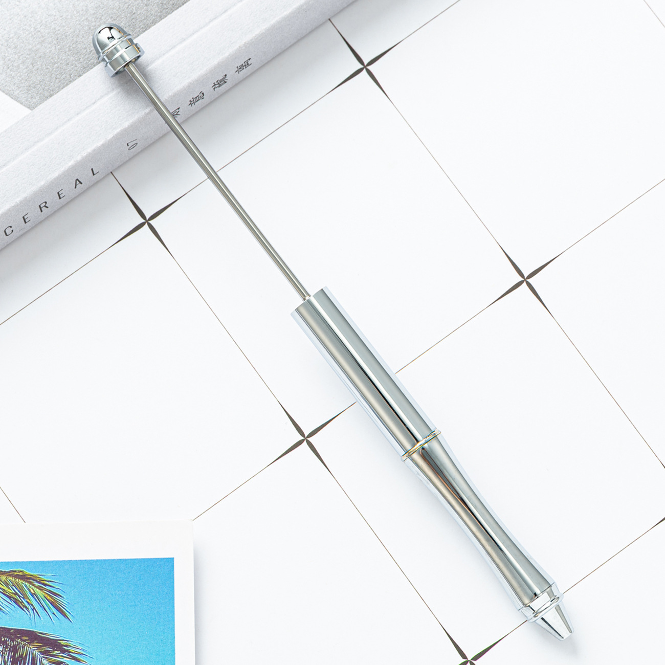 Pluma de cuentas de metal en stock al por mayor creativo con cuentas bolígrafo DIY bolígrafo personalidad metal DIY pluma con cuentas