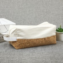 跨境帆布包定制环保软木化妆包便携式原色木纹旅行洗漱包收纳袋