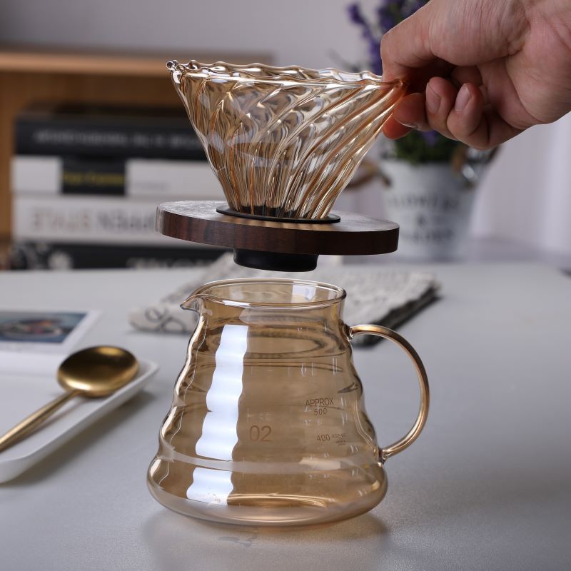 Hecho a mano de estilo japonés marrón mini cafetera traje moderno simple hogar manual de gran capacidad de vidrio cafetera