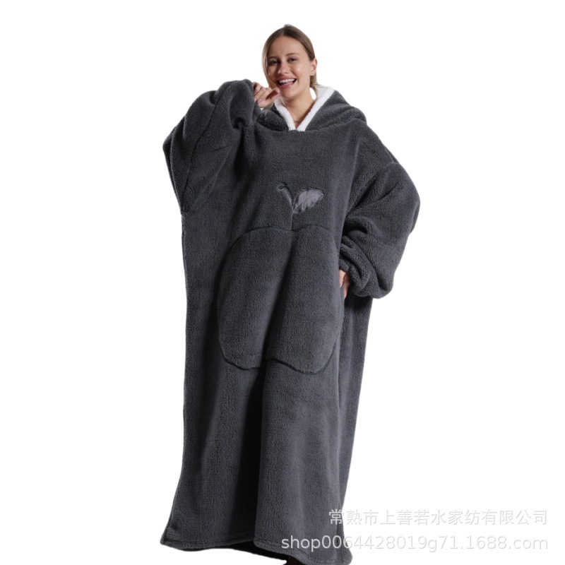 新型のクロスボーダーの厚い大きいサイズは帽子の怠け者のカップルの部屋の服の新型の舒綿の綿毛の怠け者の毛布を着ることができます。|undefined