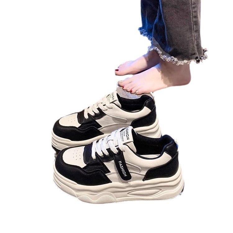Damen Sneaker Mit Dicker Sohle Bequeme Freizeitschuhe In Weiß_voghion.com
