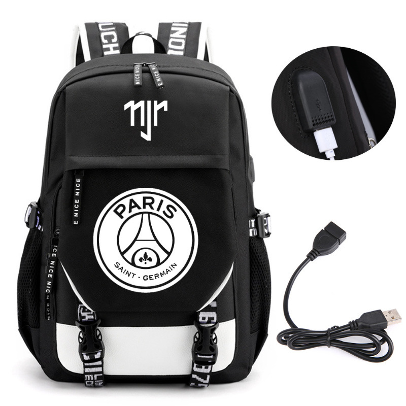Estrellas de fútbol transfronterizas mochila perimetral mochila de computadora USB de gran capacidad para adolescentes bolsas escolares