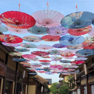 Chinese Style Oil Paper Umbrella, Outdoor Rainproof and Sunproof Silk Umbrella, Decorative Ceiling Umbrella, Can Be Added with Umbrella Light, Retro Dance Umbrella
