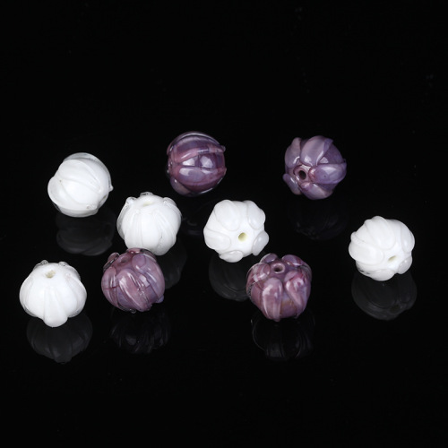 New wholesale purple bellflower bead glass bead, glass flower bud scattered bead hairpin earrings DIY handmade accessories