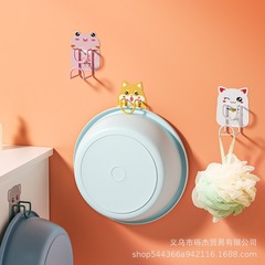 Punch-free cute pet-themed cartoon hooks for hanging clothes and washbasins—perfect for behind bathroom doors or kitchen walls in the home.