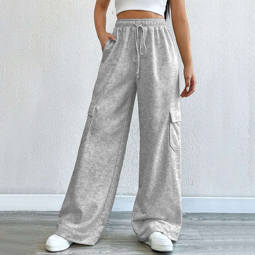 Damenhose mit hoher Taille, schlankem, geradem Bein, weitem Bein, modisch, lässig, amerikanischer Overall, Sporthose für Herbst und Winter_voghion.com
