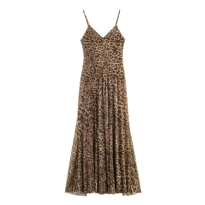 TAOP&ZA Women's Clothing 2026 Summer New European and American Style Leopard Print Silk Mesh Dress 5039406