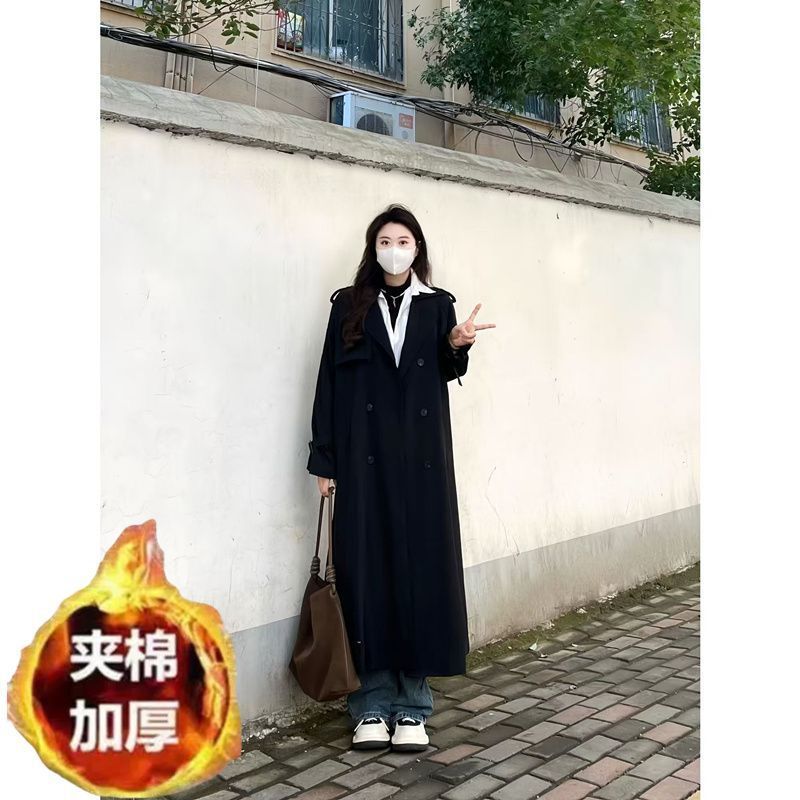高个子超长灰色风衣春秋女款2025新款加长版脚踝大衣气质休闲外套|undefined