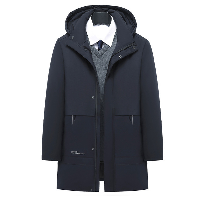 2022 New Winter Men's down Jacket Dad Outfit Middle-Aged and Elderly Coat Mid-Length Grandpa Warm Men's Fashion