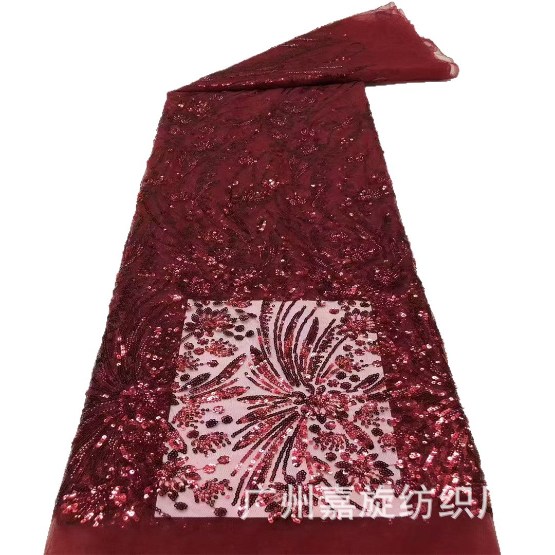 Nuevo vestido de tela de encaje de malla europea, americana y africana, muy vendido, con tela de encaje bordada con lentejuelas.