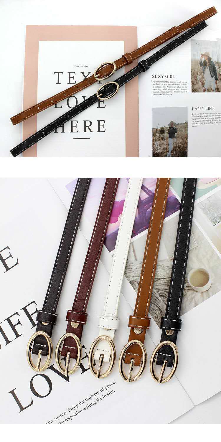 Women's Thin Belt Retro Style Pu Leather Waist Girdle For Women_voghion.com