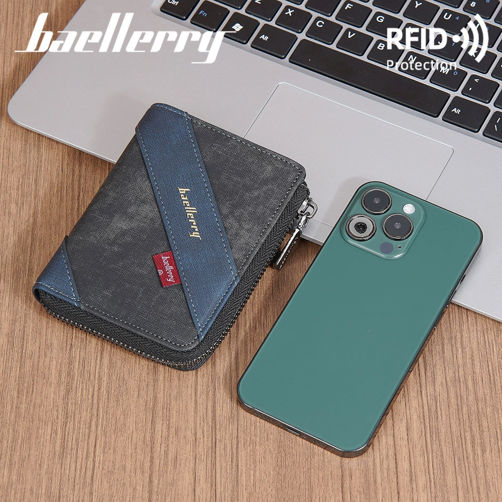 Кошелёк (baellerry) на молнии, анти‑кража с защитой RFID, компактный тонкий дизайн