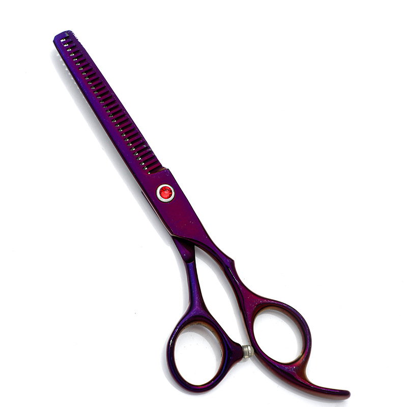 Forbici da parrucchiere per tagliare la frangia, forbici dritte per sfoltire, colorate e nere, forbici a vite diamantate rosse, per rifinire la frangia._voghion.com