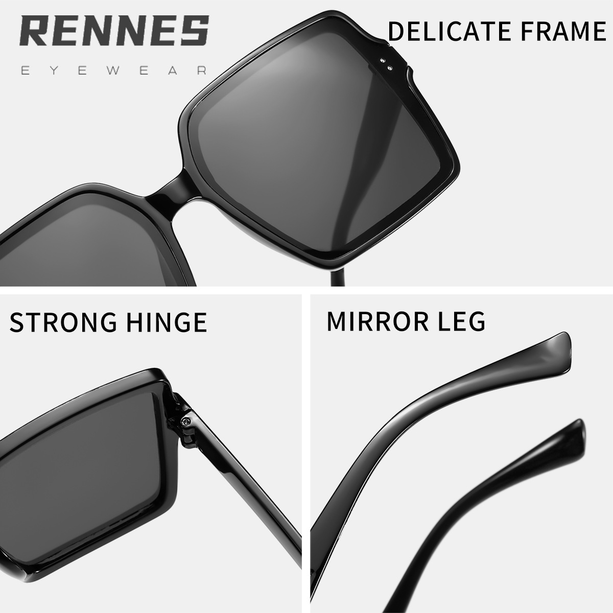 Versión coreana al por mayor transfronteriza de gafas de sol de protección UV de marco generoso para PC