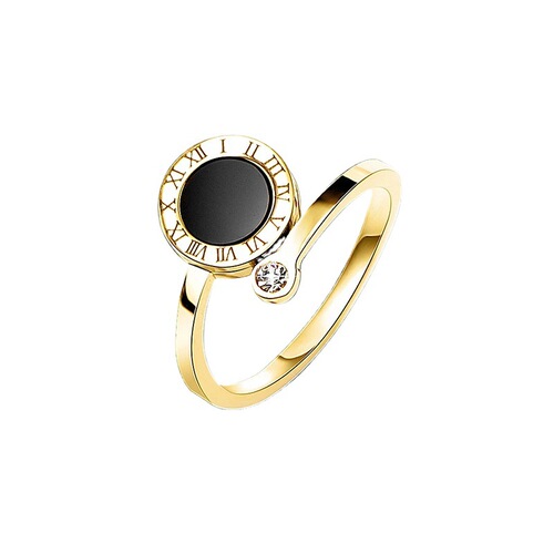 Xinghe European and American Roman numerals shell titanium steel ring open with diamond tail ring index finger ring 18k gold jewelry