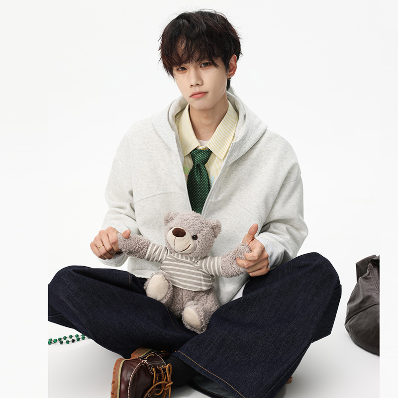 Ropa de hombre ACU | Chaqueta con capucha para niños 2025 estilo americano, de costura plana, marca juvenil de moda, cárdigan delgado para hombres.