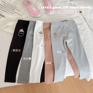 Children's leggings children's comfortable outerwear trousers girls 2024 Spring and Autumn new baby bear printed pants