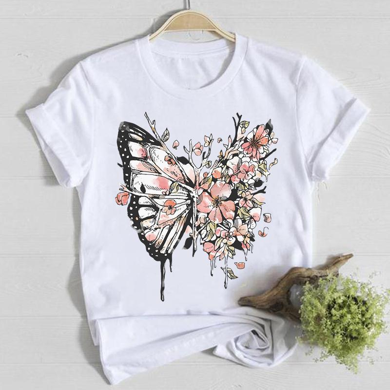 Women's Butterfly Cute Top Women's Summer Short Sleeve T-shirt