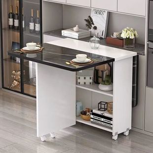 Folding Dining Table for Home Small Apartment Removable Wheeled Retractable Rectangular Simple Multi-Functional Small Dining Table