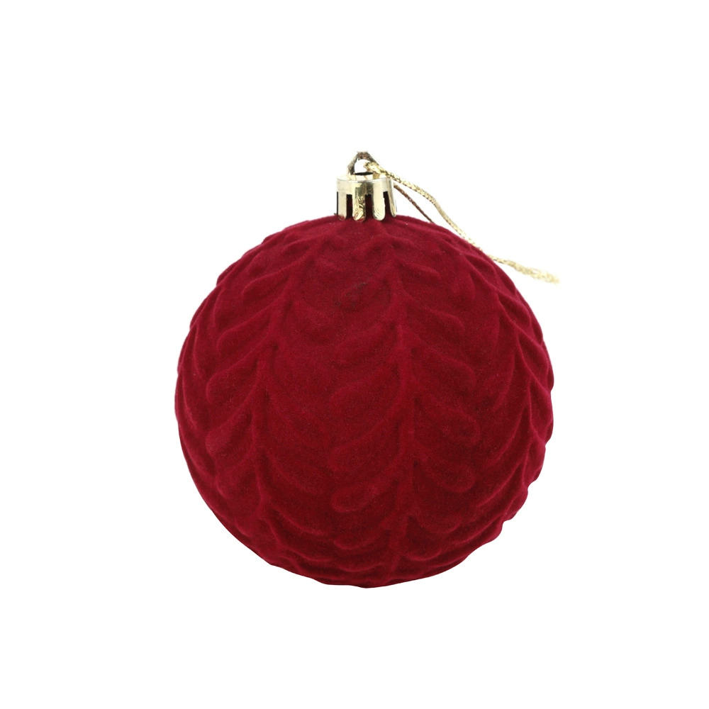 Chenlin new velvet ball flocked Christmas tree pendant burgundy dark green Christmas decoration 8cm/12PCS Christmas ball