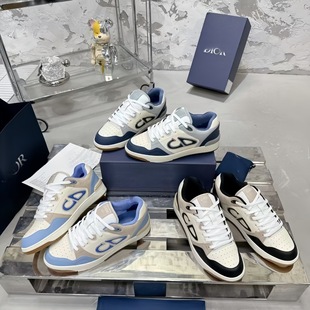 Foreign Trade B57 Letter Cd Sports Casual Shoes for Men and Women, Couple Style, Elegant Genuine Leather Sneakers, Lace-Up Panda Shoes