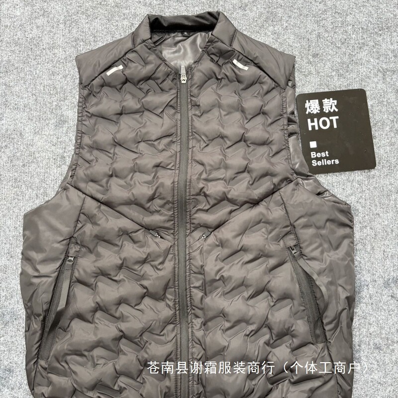 New reflective autumn/winter down-filled vest, suitable for running, sports, and casual wear, providing warmth, lightness, breathability, wind resistance, and waterproofing; wholesale available