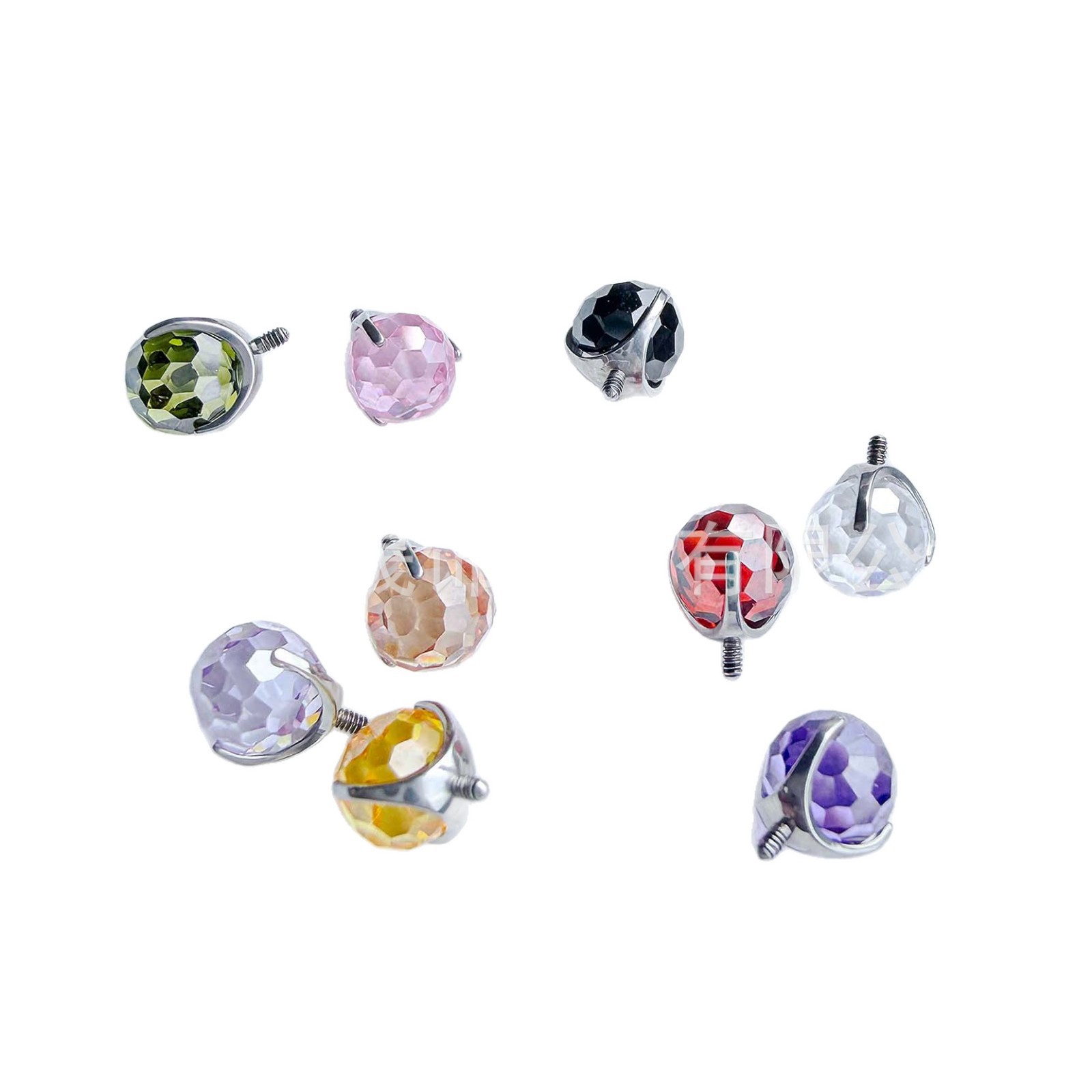 F136 Titanium Cubic Zirconia Ball 小灯泡 Ear Stud Tongue Barbell 超闪蹦迪 Ball Helix Cartilage Stud G23 Implant Grade Titanium Piercing Jewelry