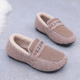 2025 Winter Velvet Flats-Soled Slip-On Shoes, Soft-Soled, Comfortable and Warm Mom Shoes, Fashionable and Versatile Furry Shoes
