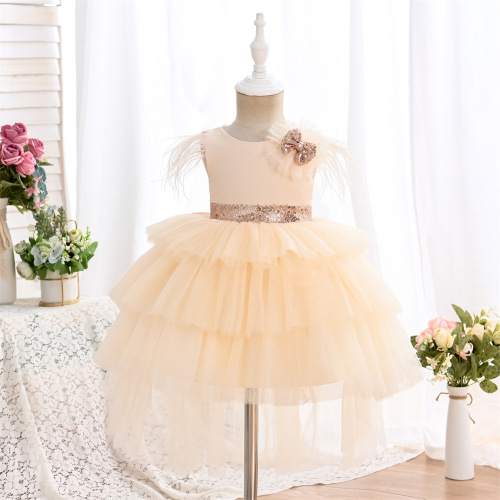 Girls' dress cross-border children's clothing puffy tulle mesh little girl piano performance dress fashionable children's dress princess skirt summer