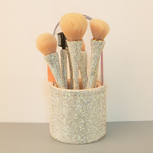 新款高档8支桶装镶钻化妆刷套装带水钻眼影刷散粉刷美妆工具批发