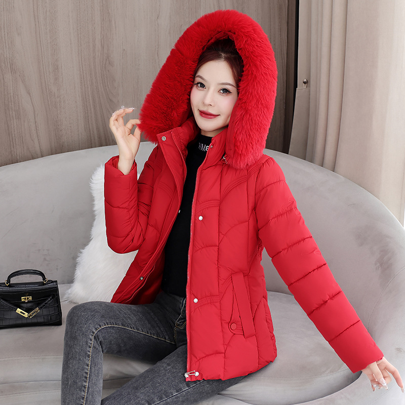 Comercio exterior nueva ropa de algodón de pluma coreana ropa de algodón de mujer gran cuello de cabello delgado chaqueta de algodón pequeña chaqueta de invierno gruesa ropa de mujer