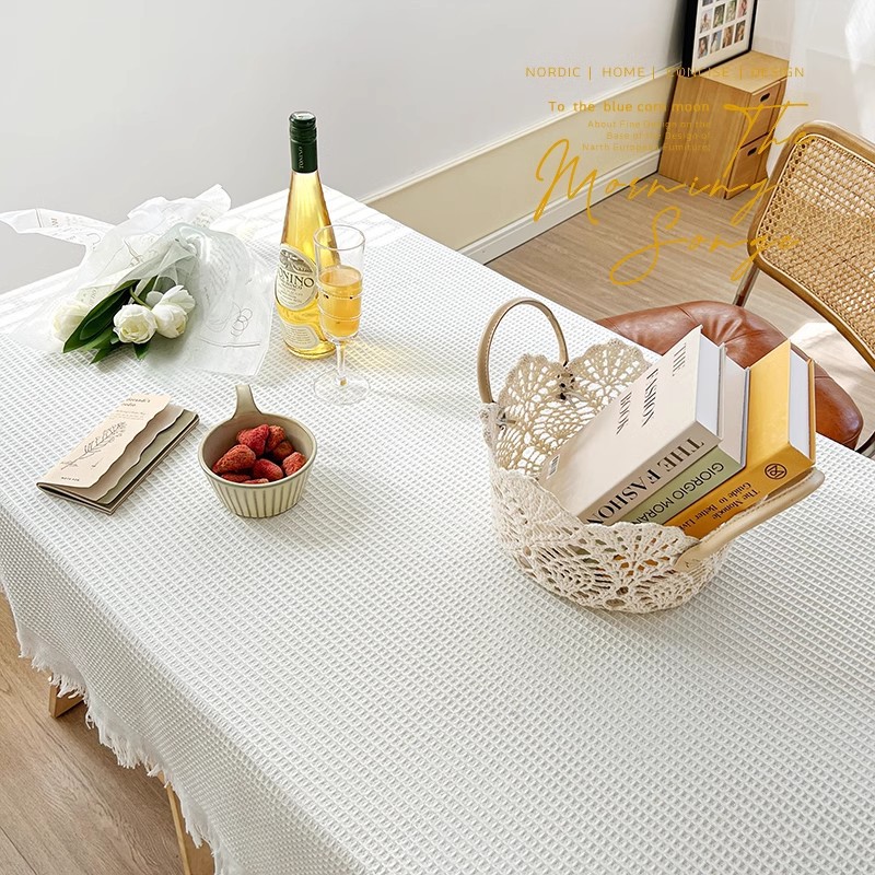 Tela de mesa francesa de aire crema de algodón, lino, red red red roja de fondo foto de mesa redonda tela decorativa toalla de mesa de té toalla de mesa de comedor