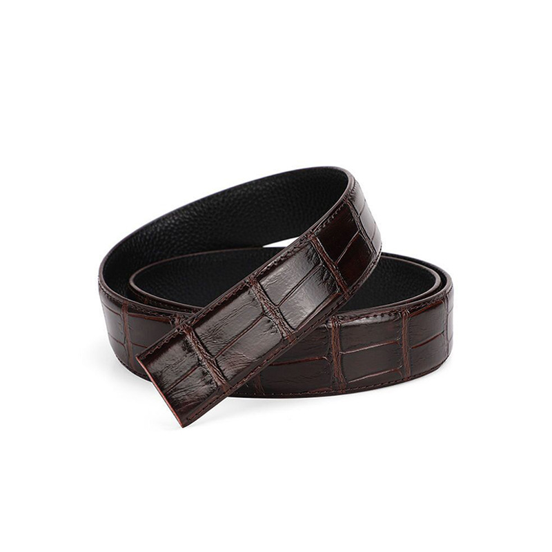 Headless Crocodile Pattern Men's Belt Genuine Leather Without A Head, Automatic Buckle Belt, High-end Cow Belt, Trendy Business Belt_voghion.com