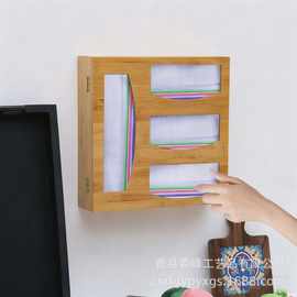 现货竹制保鲜膜切割器壁挂锡箔纸收纳盒保鲜袋分配盒垃圾袋储物盒