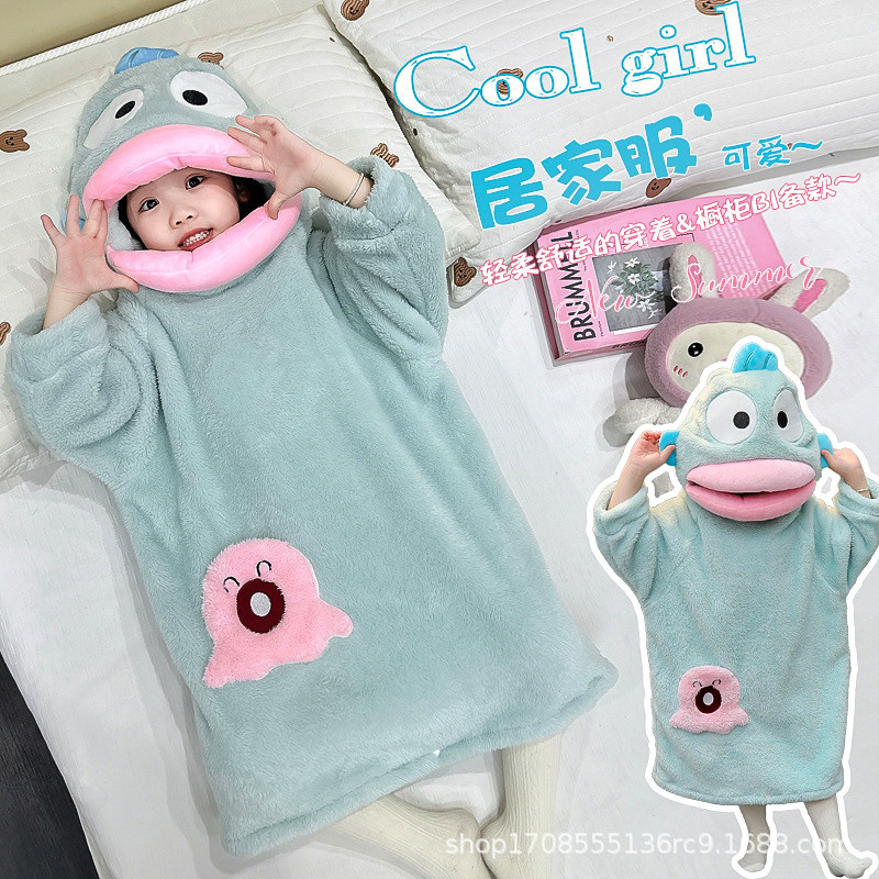 Cartoon cute children's keep warm flannel pijama for men and women…