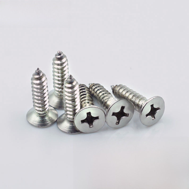 304 stainless steel flat head self-tapping screw with pointed tail, extended self-tapping screw, cross recessed self-tapping screw wholesale