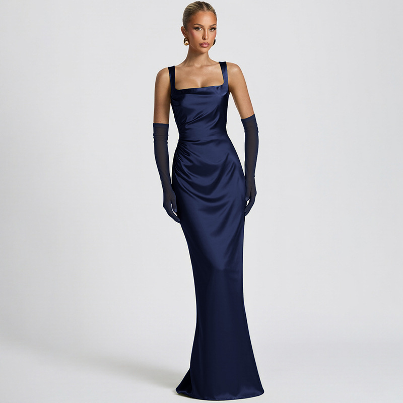 Amazon Cross-Border Best-Selling New Sexy Fashion Socialite Style Slim Long Fishbone Suspender Ribbon Dress for Women