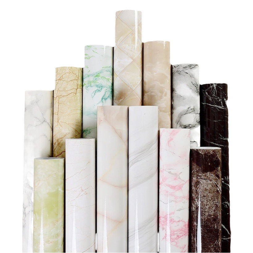 Comercio exterior transfronterizo autoadhesivo pegatinas de mármol pequeño rollo de papel tapiz impermeable papel tapiz de descarga de aceite Restaurante de cocina decoración de renovación