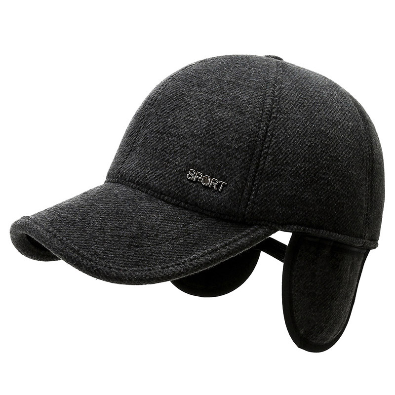 Cappellino da baseball in lana con paraorecchie per uomo_voghion.com