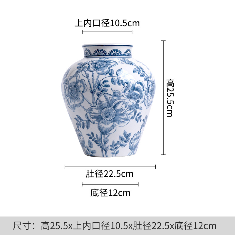 東方パリ青花磁器花瓶陶磁器花瓶可水培高温焼成陶磁器置物高級感軽豪華