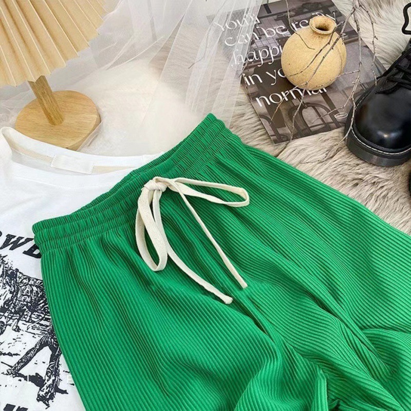 Pantalones de piernas anchas de hueso de serpiente para mujeres de verano, cintura alta y suelta, pantalones casuales rectos de seda de hielo, pantalones de trapazo delgados