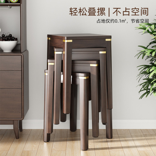Solid wood small stool stackable living room wooden stool chair Internet celebrity stool household square stool simple dining stool dining table stool