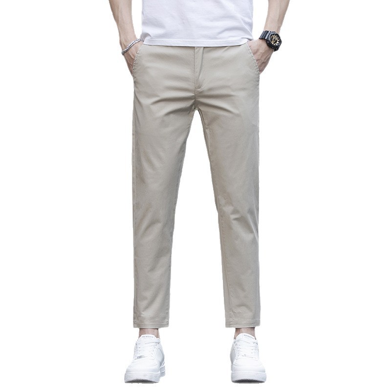 2025 Summer Men's Slim Fit Cropped Pants Stretch Casual Thin Light Business Versatile Trendy